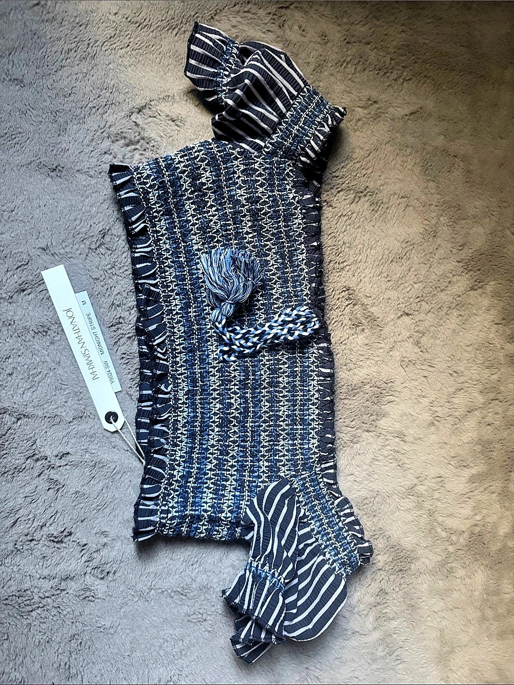 Jonathan Simkhai One-Piece Swimsuit in Blue & White Size Medium NWT